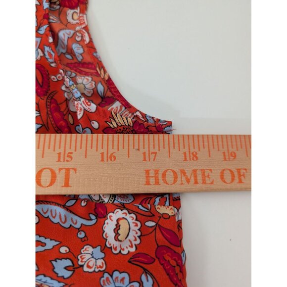 Brooks Brothers Floral Blouse Womens Size 10 Orange Sleeveless Button Up - Picture 8 of 9
